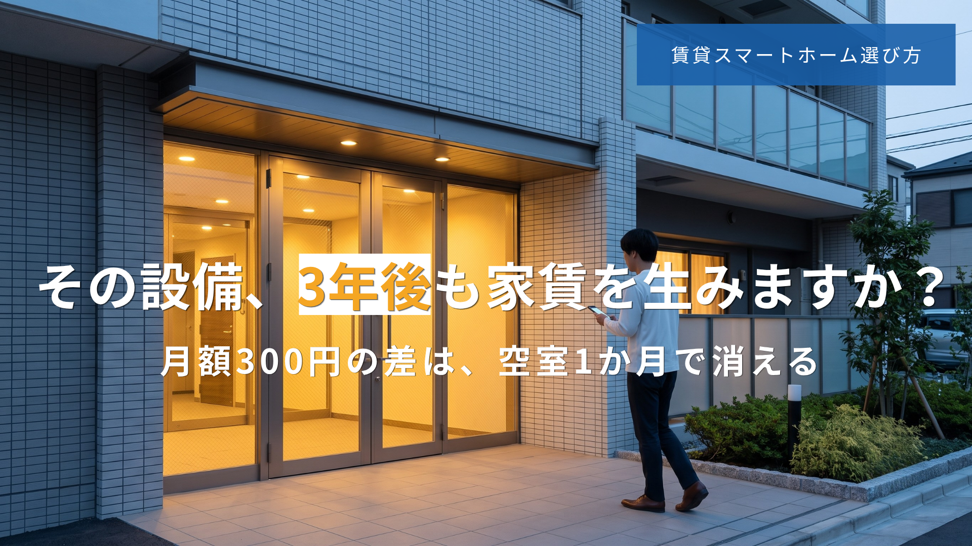 賃貸スマートホームの選び方を象徴するスマートロック付きマンションエントランス
