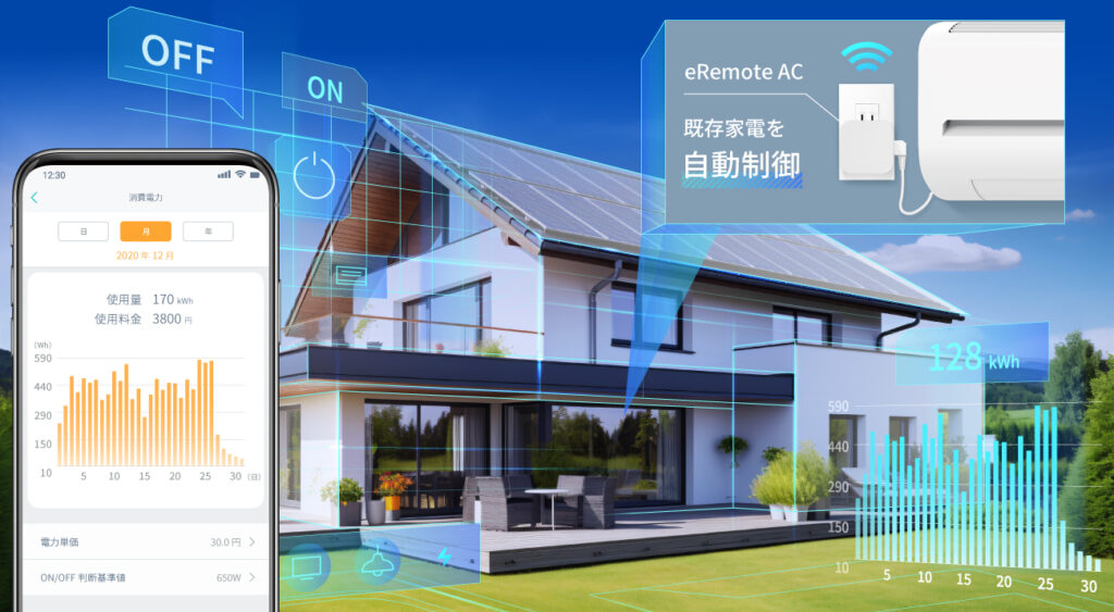 eNe_Sensor(エネセンサー）で対応製品との連携で既存の家電も AI×IoT技術を活用した 住宅エネルギーの最適制御が可能